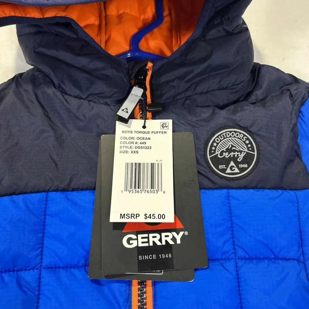 Gerry Boys Torque Puffer Jacket Blue Insulated Hooded DG51223 Size XXS (4/5)